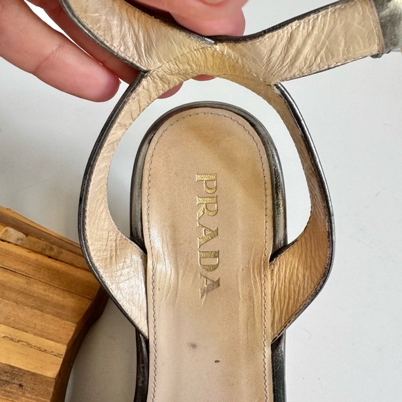 Metallic Silver PRADA Bamboo Wedge - Picture 8 of 10